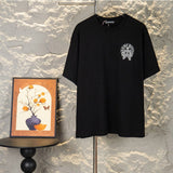 Ch hip-hop t shirts ch short-sleeved heavy industry hollow embroider short-sleeved distressed round neck t-shirt american high street