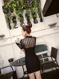 Women Maxi Dress Autumn and Winter Long Sleeve Hollow Sheath Sexy Dress