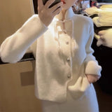 Women Knitwear Autumn and Winter Turtleneck Sweater Loose Knitted Cardigan