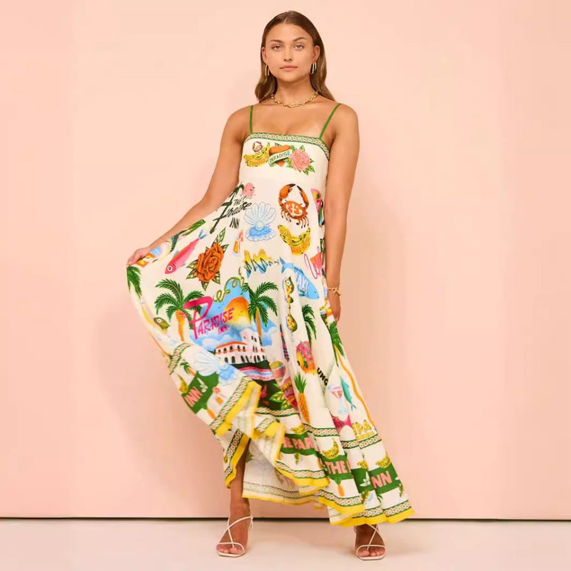 Women Dresses Sexy Sling Graffiti Dress (Jrm0409)