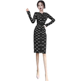 Women Maxi Dress Autumn and Winter Long Sleeve Slim Fit Hip Knitwear Dress