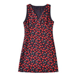 Women Dresses Summer Vintage Cherry Print V-neck Sleeveless Vest Dress (Xds0414)