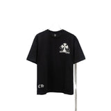 Ch hip-hop t shirts ch short-sleeved sanskrit cross patch leather label loosecasualpure cotton american heavy weight