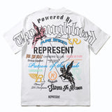 Hip-hop t-shirts: american streetwear, rep lettering, colorful print, vintage crew neck, short sleeve tee - trendy style