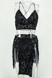 Women's Evening Gown Summer Suspender Skirt Two-Piece Set Sexy Backless Dress