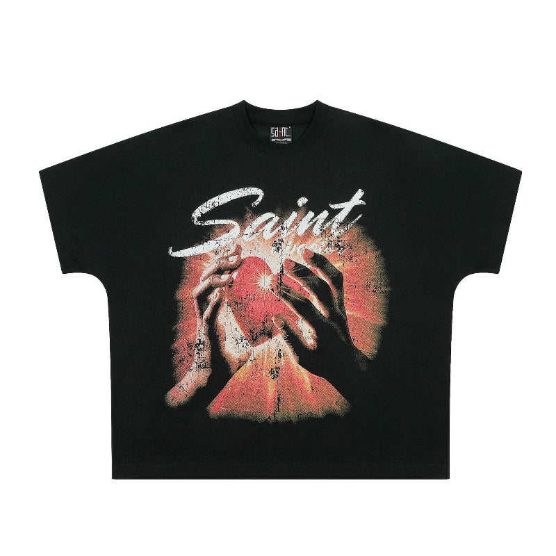 saint m t shirts s.m. palm heart graphic crew neck short sleeve t-shirt