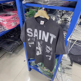 saint m t shirts s.m character & letter graphic crew neck pullover short sleeve t-shirt