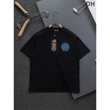 Ch hip-hop t shirts high version ch short sleeve sanskrit embroiderloosecasualpure cotton american heavy weight short sleeve men