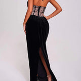 Women Evening Dress Lace Dot Dress Mesh Sexy Dress