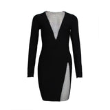 Women Dresses Bandage One-Piece Dress Long Sleeve Short Dress Evening Party Dress (Ont0408)