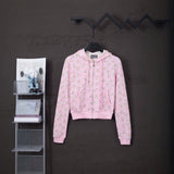 Ashleywilliams bear printed zipper hooded outwear hot girl waist cardigan sweatshirt women's american sweet