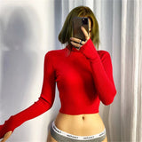 Women Sweater Knitwear Fall Base Knitwear High Neck Short Lightweight Sweater