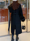 Women Woolen Coat Hepburn Woolen Coat Winter Mid-Length Overcoat