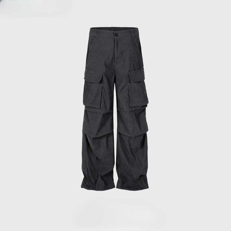 MIJKO Men's Vintage Pants MIJKO Men's Pocket Pants Straight Casual Pants