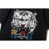 Hip-hop t-shirts: american high street style, tiger head print, relaxed fit, casual sports crew neck short sleeve tee for men