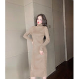 Women Maxi Dress Autumn and Winter Loose Turtleneck Knitting Dress
