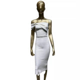 Women Dresses off-the-Shoulder Slim Fit Bandage One-Piece Dress Summer Party Dress Skirt (Ont0408)