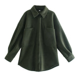 Women Jacket Autumn and Winter Pocket Loose Woolen Coat