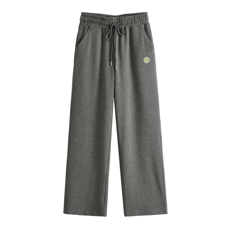 Women Sweatpants Gray Wide-Leg Pants Autumn Sports Casual Straight-Leg Sweatpants