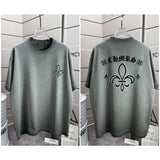 Ch hip-hop t shirts high version ch short sleeve sanskrit printingloosecasualpure cotton american heavy weight short sleeve men