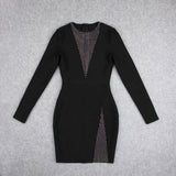Women Dresses Bandage One-Piece Dress Long Sleeve Short Dress Evening Party Dress (Ont0408)