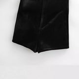 Women Skirt Spring Slim-Fitting Stretch Black Velvet Sheath Shorts
