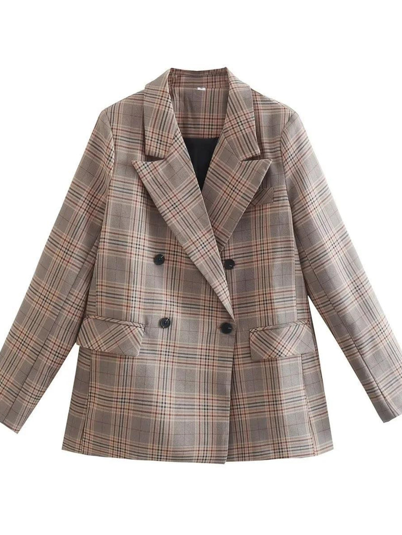 Women's Suits Loose Plaid Coat Women's Short Suit Overcoat