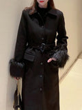 Women Woolen Coat Hepburn Woolen Coat Winter Mid-Length Overcoat