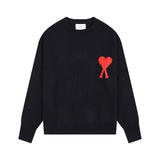 Ami araunriflove jacquardfall and winterknitting shirtloose woolen coatcouple round necktopssweater