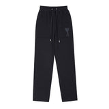 Ami aheoine heart embroidery macaron casual sweatpants - straight leg, drawstring elastic waist