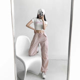 Women Sweatpants Retro Straight Cargo Pants Loose Casual Pants