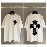 Ch hip-hop t shirts ch kevin cross patch embroiderloosecasualpure cotton american heavy weight short sleeve trendy