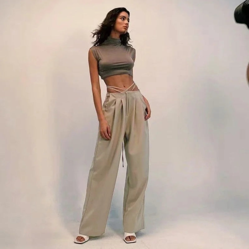 Women Sweatpants Fall Loose Wide Leg Pants Straight-Leg Trousers