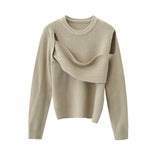 Women Sweater Knitwear off-Shoulder Sweater Autumn Irregular Thickened Knitting Top