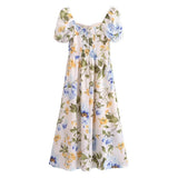 Women Dresses Summer Vintage Bow Short Sleeve Dress (Xds0414)