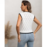 Women Knitwear round Neck Sweater Hollow Vest