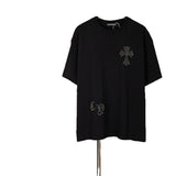 Ch hip-hop t shirts spring and summer ch short-sleeved couple heavy industry beaded cross short-sleeved t-shirt high street