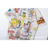 saint m t shirts s.m washed graffiti graphic crew neck pullover short sleeve t-shirt