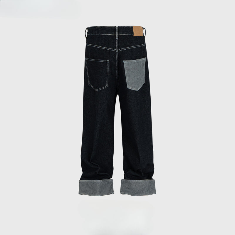 MIJKO Mens Vintage Pants MIJKO men's women's retro clean fit straight jeans washed color matching