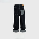 MIJKO Mens Vintage Pants MIJKO men's women's retro clean fit straight jeans washed color matching