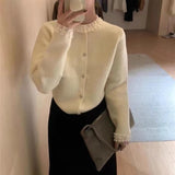Women Knitwear Autumn and Winter round Neck Sweater Loose Knitted Cardigan