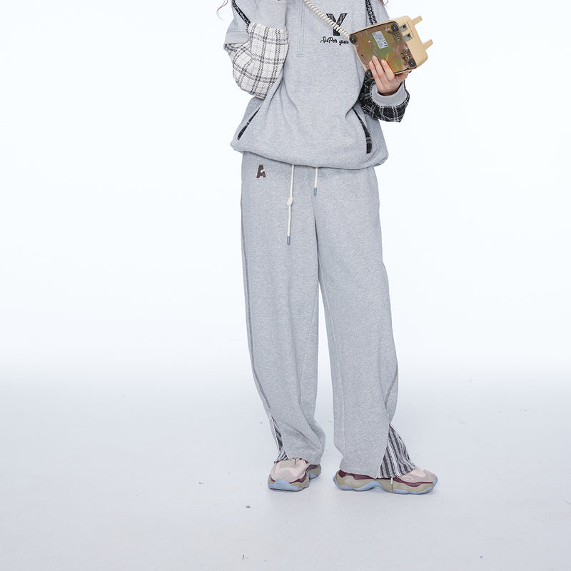 Unisex Pant Autumn Stitching Slit Casual Pants