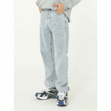 Men Jeans Retro Straight Loose Wide-Leg Pants