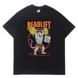 Hip-hop t shirts american high street half sleeve weightlifting stylish cartoon printing loose round neck trendy short sleeve t-shirt tee