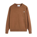 Ami araunriffall and winter couplelong sleevesheart jacquardtopswool sweater round neck knitting shirt