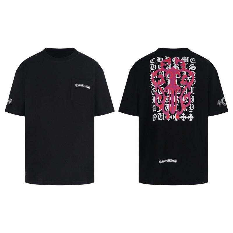 Ch hip-hop t shirts ch back red sword short-sleeved loosecasual t-shirt trendy high street