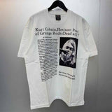 SAINT MICHAEL Vintage T Shirt Kurt Cobain Black and White Newspaper Portrait Short Sleeve