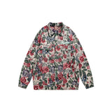 Unisex Jacket Fall Vintage Floral Embroidered Back Jacket Lapel Overalls