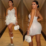 Women Dresses Party Dress Beaded Sequins Hip Skirt (Otn202404)