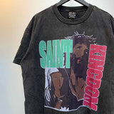 SAINT MICHAEL Vintage T Shirt Direct Spray Washing Water Old Short Sleeve